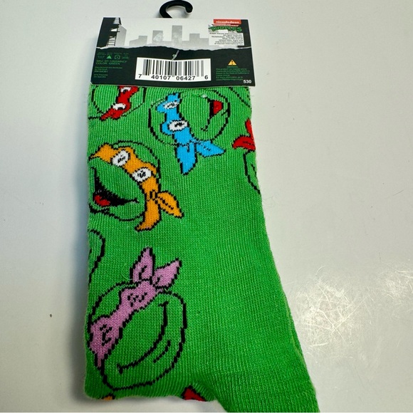 NWT. Teenage Mutant Ninja Turtles Crew Socks Size 6-12 Nickelodeon Green. - Picture 6 of 8